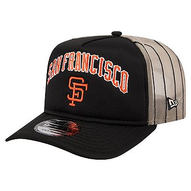 Men's New Era Black San Francisco Giants Vintage Arched Foam Front 9FIFTY A-Frame Adjustable Trucker Hat