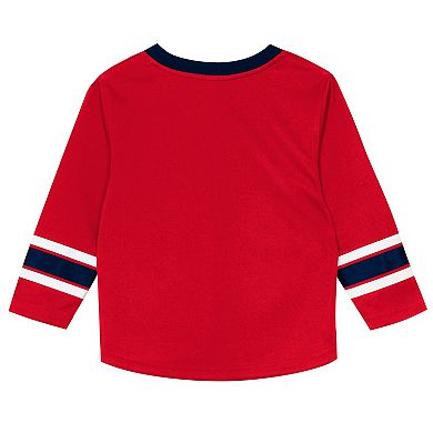 Preschool Outerstuff Red/Navy Washington Capitals Denting the Net Long Sleeve T-Shirt and Pants Set