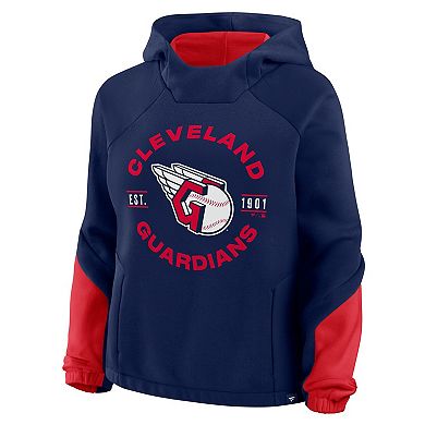 Women's Fanatics Navy Cleveland Guardians Oversized Time to Win Pullover Hoodie