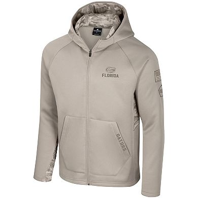 Men's Colosseum Oatmeal Florida Gators Operation Hat Trick Battalion Full-Zip Hoodie