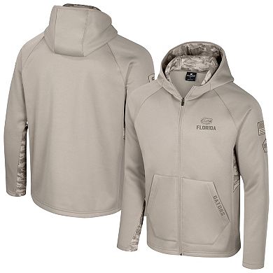 Men's Colosseum Oatmeal Florida Gators Operation Hat Trick Battalion Full-Zip Hoodie