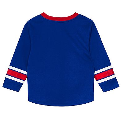 Preschool Outerstuff Blue/Red New York Rangers Denting the Net Long Sleeve T-Shirt and Pants Set