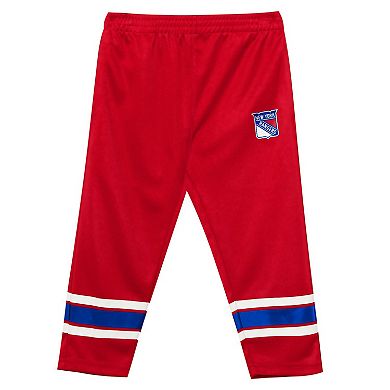Preschool Outerstuff Blue/Red New York Rangers Denting the Net Long Sleeve T-Shirt and Pants Set
