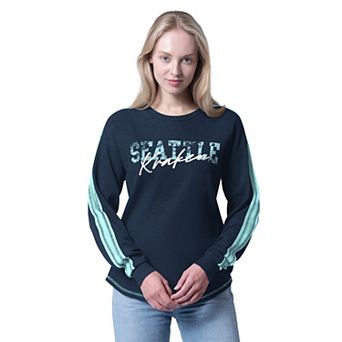 Women's G-III 4Her by Carl Banks Deep Sea Blue Seattle Kraken Advantage Thermal Long-Sleeve Tri-Blend T-Shirt