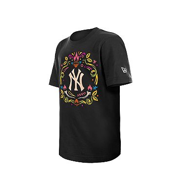 Youth New Era Black New York Yankees Día de los Muertos T-Shirt