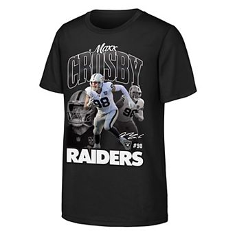 Youth Outerstuff Maxx Crosby Black Las Vegas Raiders Triple Pic T-Shirt