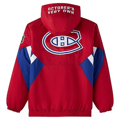 Men's OVO x Starter Red Montreal Canadiens Half-Zip Hooded Jacket