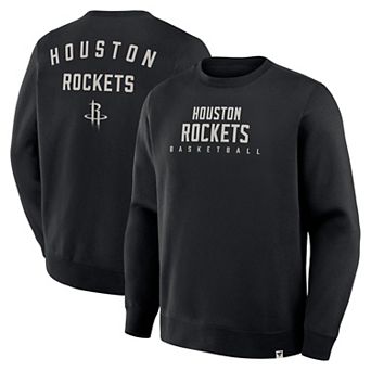 Men's Fanatics Black Houston Rockets Crossover Collection Defensive Rotation Drill Premium Pullover Sweatshirt