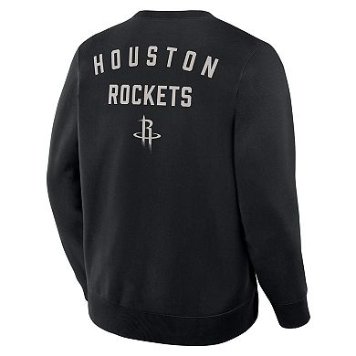 Men's Fanatics Black Houston Rockets Crossover Collection Defensive Rotation Drill Premium Pullover Sweatshirt