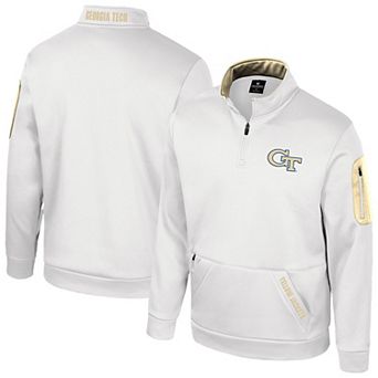 Men's Colosseum White Georgia Tech Yellow Jackets Mainframe Fleece Quarter-Zip Jacket