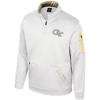 Men's Colosseum White Georgia Tech Yellow Jackets Mainframe Fleece Quarter-Zip Jacket