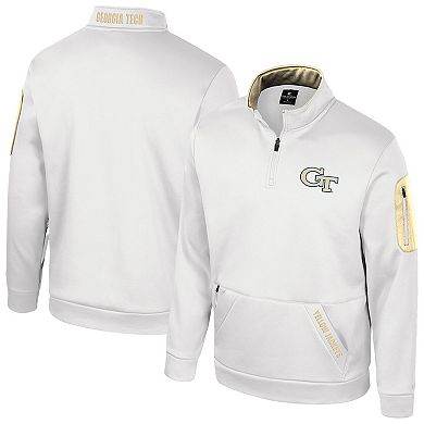 Men's Colosseum White Georgia Tech Yellow Jackets Mainframe Fleece Quarter-Zip Jacket