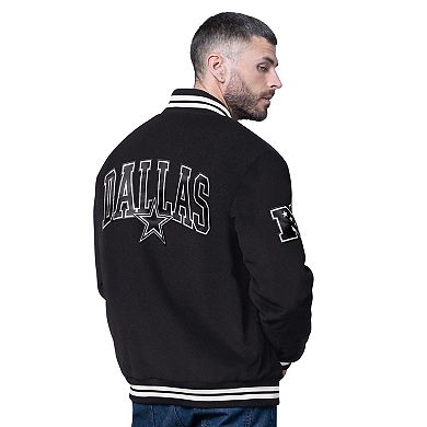 Men's Starter Black Dallas Cowboys Blackout Corduroy Full-Snap Varsity Jacket