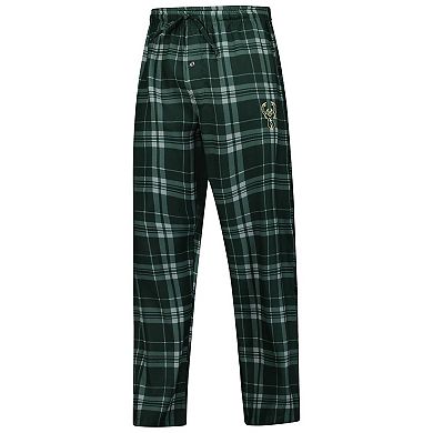 Men's Concepts Sport Hunter Green Milwaukee Bucks Regulate Long Sleeve T-Shirt & Plaid Pant Set