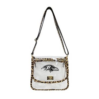 Logo Brands Baltimore Ravens Leopard Print Trim Clear Purse