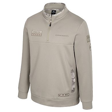 Men's Colosseum Oatmeal Oregon Ducks Operation Hat Trick Battalion Quarter-Zip Pullover