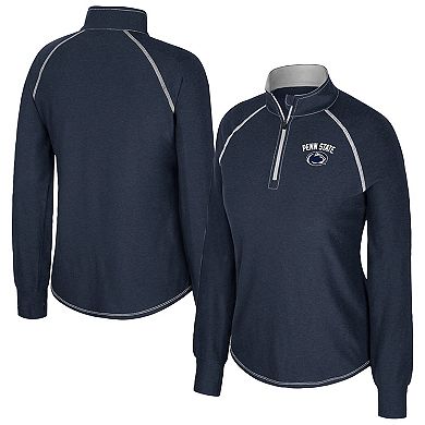 Women's Colosseum Navy Penn State Nittany Lions Bikram Raglan Quarter-Zip Top