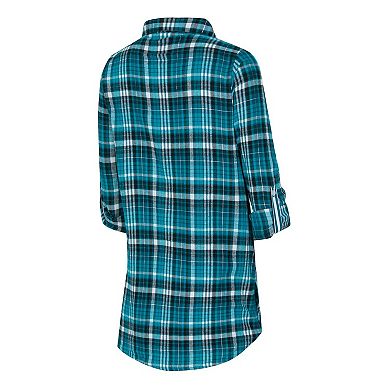 Women's Concepts Sport Green Philadelphia Eagles Laney Plaid Tri-Blend Full-Button Nightshirt