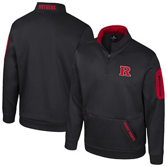 Men's Colosseum Black Rutgers Scarlet Knights Mainframe Fleece Quarter-Zip Jacket