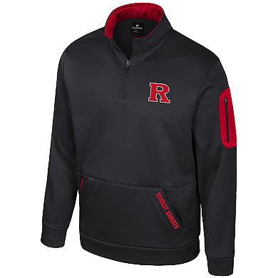 Men's Colosseum Black Rutgers Scarlet Knights Mainframe Fleece Quarter-Zip Jacket