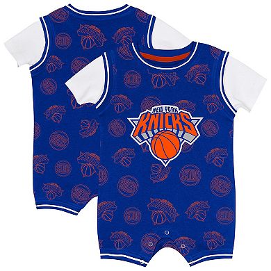 Infant Outerstuff Blue New York Knicks Logo Mania Romper
