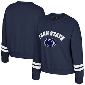 Women's Colosseum Navy Penn State Nittany Lions Splashy Crewneck Fleece Sweatshirt