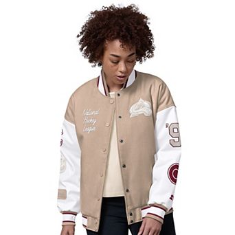 Women's Starter Natural Colorado Avalanche Free Ball Varsity Jacket