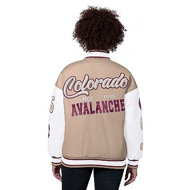 Women's Starter Natural Colorado Avalanche Free Ball Varsity Jacket