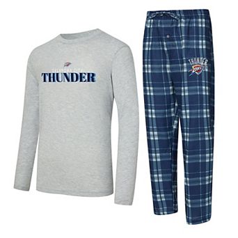 Men's Concepts Sport Navy/Heather Gray Oklahoma City Thunder Regulate Long Sleeve T-Shirt & Plaid Pant Set