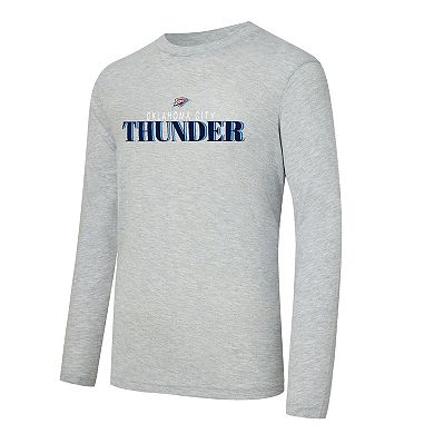 Men's Concepts Sport Navy/Heather Gray Oklahoma City Thunder Regulate Long Sleeve T-Shirt & Plaid Pant Set