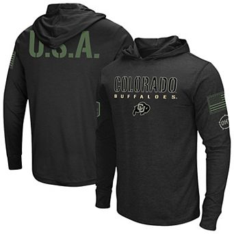 Men's Colosseum Black Colorado Buffaloes OHT Military Appreciation Camo Hooded Long-Sleeve T-Shirt