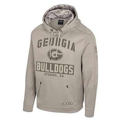 Men's Colosseum Oatmeal Georgia Bulldogs Operation Hat Trick Battalion Hoodie