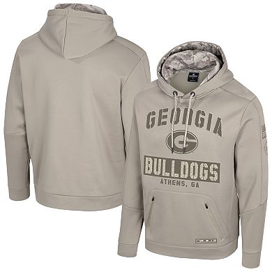 Men's Colosseum Oatmeal Georgia Bulldogs Operation Hat Trick Battalion Hoodie