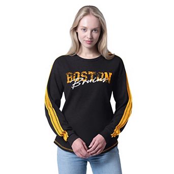 Women's G-III 4Her by Carl Banks Heather Black Boston Bruins Advantage Thermal Long-Sleeve T-Shirt