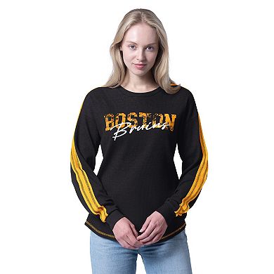 Women's G-III 4Her by Carl Banks Heather Black Boston Bruins Advantage Thermal Long-Sleeve T-Shirt