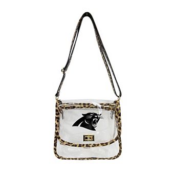Logo Brands Carolina Panthers Leopard Print Trim Clear Purse