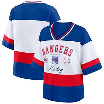 Women's WEAR by Erin Andrews Blue/White New York Rangers Jersey Style Tee
