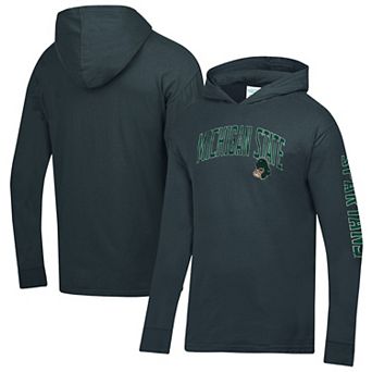 Men's ComfortWash Charcoal Michigan State Spartans Long Sleeve Hooded T-Shirt