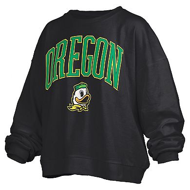 Women's Pressbox Black Oregon Ducks Janise Fleece Sweatshirt