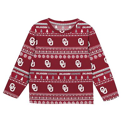 Preschool Outerstuff Crimson Oklahoma Sooners Ugly Sweater Pajama Set