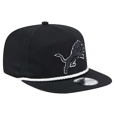 Men's New Era Black Detroit Lions B-Dub Golfer Snapback Hat