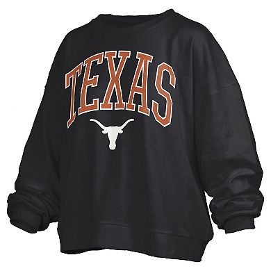 Women's Pressbox Black Texas Longhorns Janise Fleece Sweatshirt