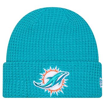 Men's New Era Aqua Miami Dolphins Waffle Cuffed Knit Hat
