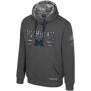Men's Colosseum Heather Charcoal Michigan Wolverines Operation Hat Trick Squad Hoodie