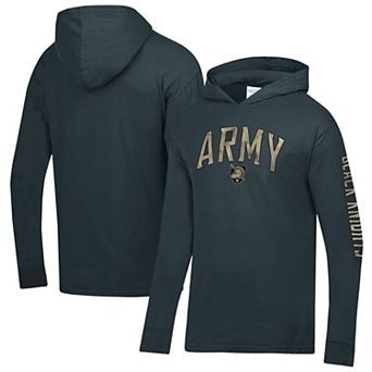 Men's ComfortWash Charcoal Army Black Knights Long Sleeve Hooded T-Shirt