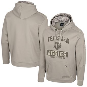 Men's Colosseum Oatmeal Texas A&M Aggies Big & Tall Operation Hat Trick Battalion Hoodie Sweatshirt