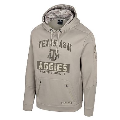 Men's Colosseum Oatmeal Texas A&M Aggies Big & Tall Operation Hat Trick Battalion Hoodie Sweatshirt