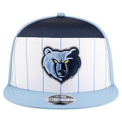 Youth New Era White/Light Blue Memphis Grizzlies 2025 NBA Tip Off Split Panel 9FIFTY Snapback Hat