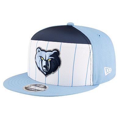Youth New Era White/Light Blue Memphis Grizzlies 2025 NBA Tip Off Split Panel 9FIFTY Snapback Hat