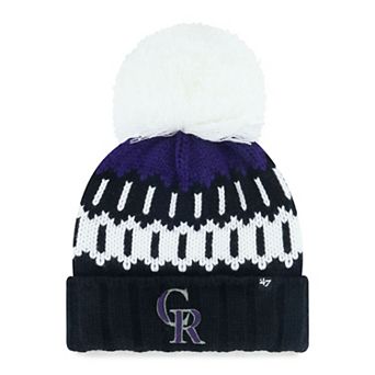Women's '47 Black Colorado Rockies Felicity Cuffed Knit Hat with Pom